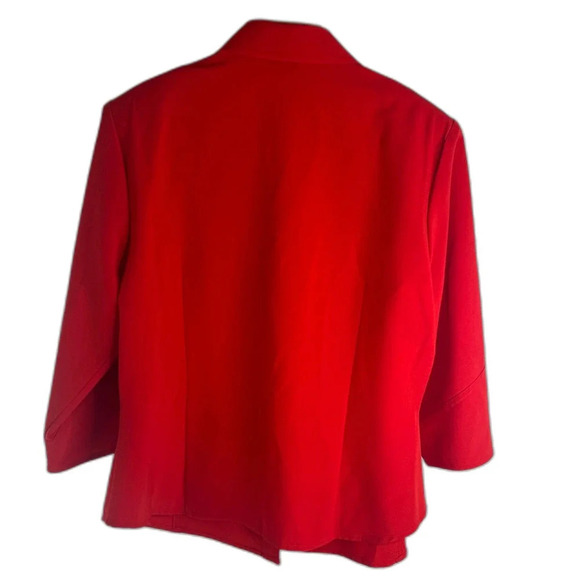 Kathy Che Stretch‎ Power Red 1/2 Sleeve Tab Button Front Blouse Sz 14 - Picture 2 of 9